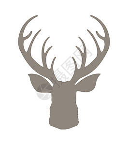 手绘仙鹿现出轮廓的头鹿 有角插图的驯鹿 鹿时髦图标 手绘程式化元素设计背景