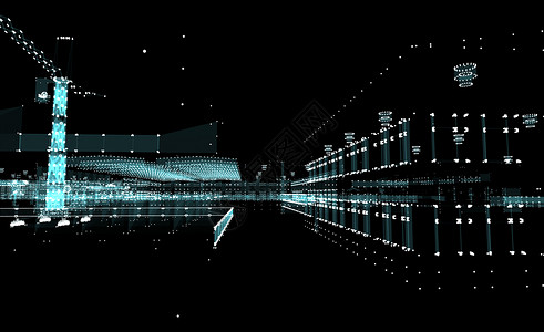 抽象的 3D 渲染城市的线和点成功景观商业运输中心技术数据办公室网络工程背景图片