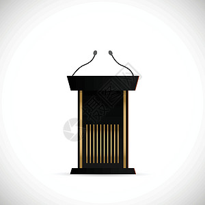 黑扬声器黑插图白色推介会说话商业麦克风艺术扬声器论坛会议人士插画