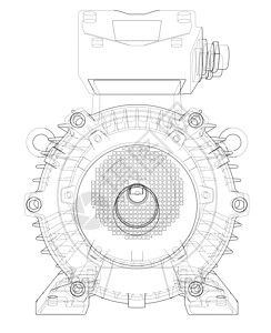 电动机电动马达轮廓 韦克托建造工业蓝图力量电磁引擎绘画草图项目机械插画