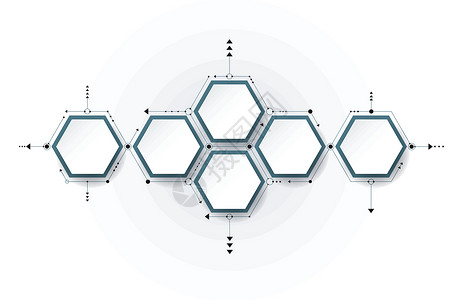 六边形分子矢量分子 集成六边形背景插画