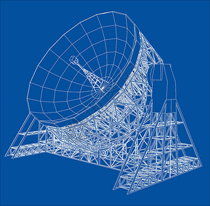 射电望远镜概念大纲 韦克托电波收音机技术射电智力风景望远镜播送商业天线插画