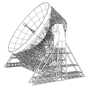 射电望远镜概念大纲 韦克托航天天文网络播送卫星盘子信号天线研究收音机插画