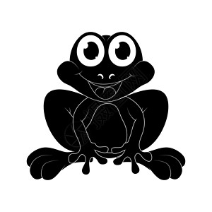 蛙跳孤立在白色背景上的卡通青蛙剪影设计图片
