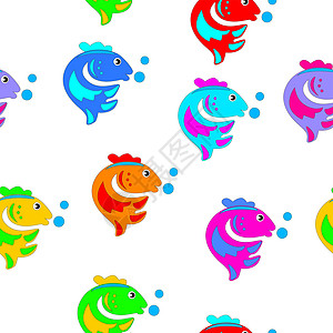 卡通多彩的鱼背景图片