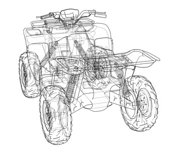 画制制图ATV 四轮摩托概念大纲 韦克托自行车草图引擎车辆汽车摩托车地形越野插图四边形插画