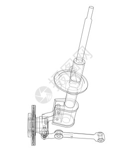 气动带制动盘轮廓的汽车阻尼器 韦克托机器光盘机械草图运输团体螺旋绘画维修车辆设计图片