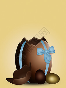 复活节巧克力蛋巧克力宗教问候语惊喜糖果丝带甜点插图庆典礼物背景图片