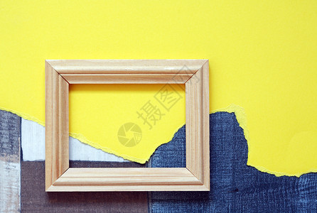 Wooden 图片框架条纹想像力乐队差距木板公告个性对象广告黄色背景图片