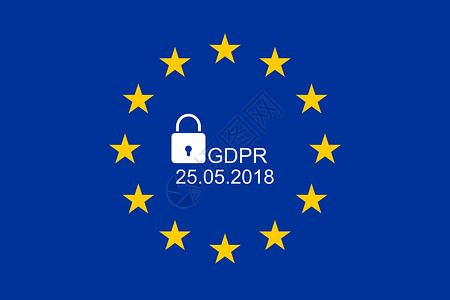 欧盟新的 欧盟一般数据保护条例旗帜法律隐私商业挂锁安全背景