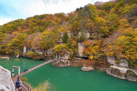 可可苏里湖福岛日本不为赫苏里岛日本悬崖叶子季节爬坡树木池塘松树镜子地块反射背景