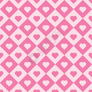 粉色心形插图粉红心砖 矢量无缝模式背景插画