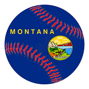 蒙大拿旗底球白色艺术针脚棒球红色旗帜插图艺术品团队游戏运动背景图片