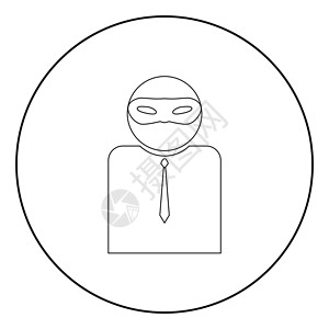 名侦探柯南戴着面具的男人隐姓埋名 黑色图标呈圆形或圆形帽子想像力刑事男人安全圆圈代理人数据互联网间谍插画