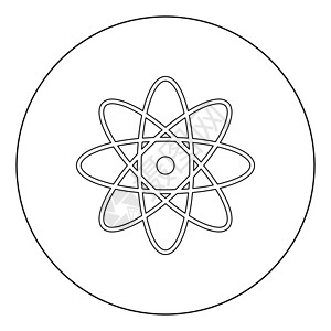 圆圈或圆圈中的原子图标黑色细胞化学生物学圆形轨道科学粒子物理质子生活背景图片