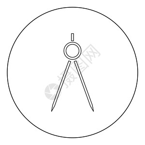 圆彩灯分隔线圆圈或圆圈中的一对圆规图标黑色建筑学建造罗盘构造项目工业几何学圆形工程艺术插画