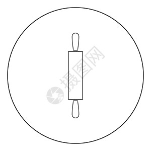 老成都串串圆环中滚动针图标黑色颜色圆形厨房圆圈糕点艺术创造力绘画面包圆柱别针插画