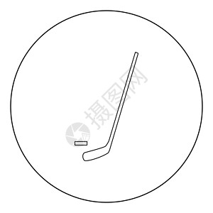 游戏棒圆环中的曲棍棒和冰球图标黑色颜色闲暇标识防御圆形收藏竞赛中心刀刃竞技圆圈设计图片