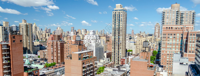 美国纽约州纽约市上东城空中观景建筑学场景历史性公寓全景蓝色办公室旅行城市摩天大楼背景图片