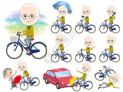 老人骑自行车的图片土黄色针织老人Whitecity自行车插画