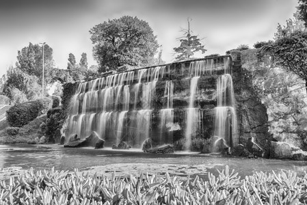 意大利罗马欧洲区的景象瀑布 意大利罗马公园吸引力城市花园首都季节景观喷泉石头民众背景图片