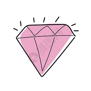 手绘蓝宝石钻石色彩多彩的钻石矢量插图涂鸦漫画画插画