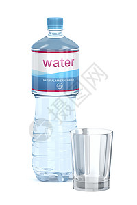 水瓶和空玻璃杯背景图片