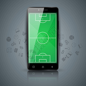 手机足球足球 足球 -体育模板 智能手机图标插画