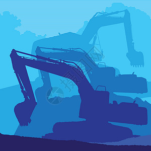 挖掘机建造插图承包商职业力量金属机械职场拖拉机机器背景图片