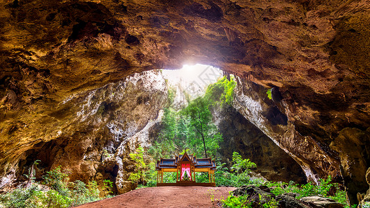 山姆泰国省洞穴崇拜国家亭子旅行公园国王寺庙丛林旅游热带背景