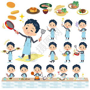 厨师学校学校男孩 gakuran 烹饪插画
