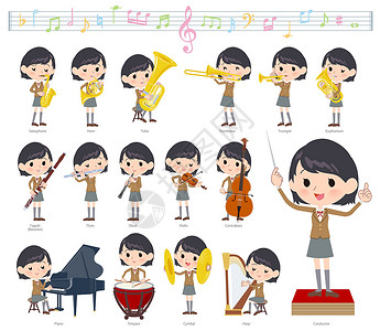 巴音喀纳斯经典音乐音乐会文化钢琴小提琴外套喇叭音鼓竖琴导体学校插画