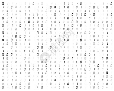 二进制代码流背景数据矢量设计技术黑色数字电子白色溪流矩阵插图编码程序背景图片