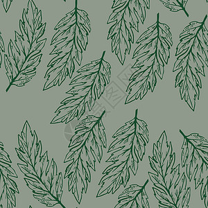 粘贴矢量无缝图案 用手画叶 背景的柔软和潮流颜色艺术绿色树叶节日插图卡片马赛克创造力边缘叶子背景图片