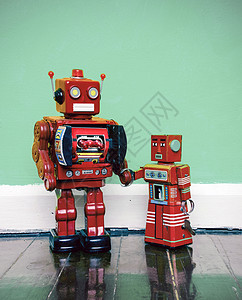机器人玩具家父和儿子背景图片