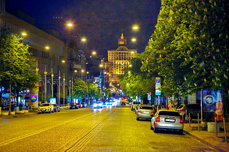 夜市街道的美丽之光闪耀着星光背景图片