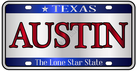 奥斯汀得克萨斯州牌照小样车辆首都欺骗数字空白星星绘画插图汽车背景图片