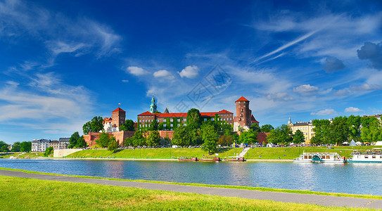 坚不可摧波兰克拉科夫Wawel城堡历史反射景点骑士景观堡垒游览城市旅游旅行背景