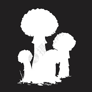 毒蝇鹅膏菌黑色背景的圆形家庭轮廓 拉松和时髦的插图 单色矢量设计图片