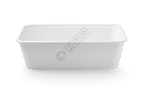 白底隔离的塑料食品盒长方形盒子包装空白食物白色贮存背景图片