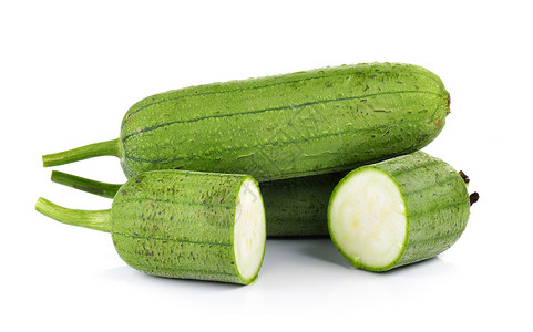 白背景的海绵瓜水果海绵食物绿色营养热带白色圆柱体植物蔬菜背景图片