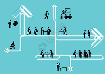 商业图标信息 团队工作概念 矢量说明背景图片