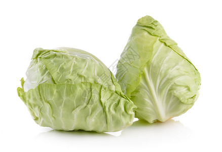 白色背景上的卷心菜食物叶子饮食植物绿色沙拉多叶蔬菜背景图片