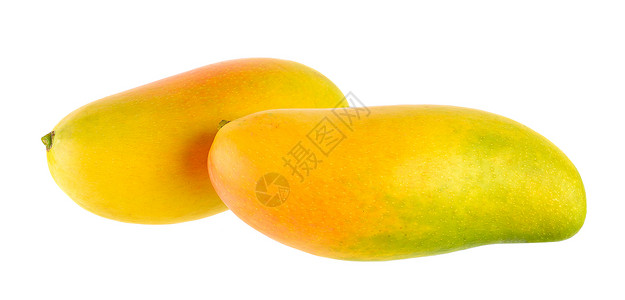 在白色背景上隔离的芒果甜点饮食工作室美食水果热带绿色黄色食物背景图片