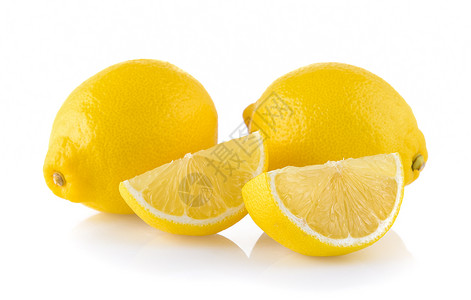 白色背景上孤立的柠檬叶子食物黄色果汁水果背景图片