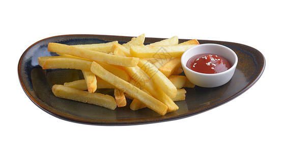 土豆薯条和番茄酱在漫画板上筹码盘子土豆白色芯片垃圾黄色小吃食物午餐背景图片