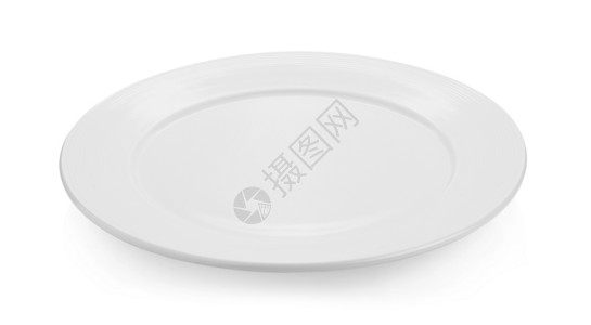 白色背景上美丽的白色陶瓷盘背景图片