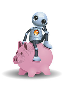 银行机器人坐在小猪禁令上的小机器人背景