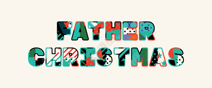 英石劳伦斯圣诞老人概念艺术字它制作图案凸版打字稿插图艺术插画