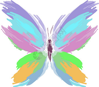来自彩色飞溅和线条刷的蝴蝶 矢量白色蓝色彩虹刷子创造力粉色绘画画笔插图样本背景图片